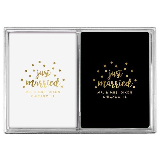 Confetti Dots Just Married Double Deck Playing Cards
